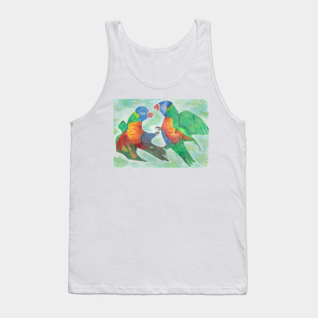 Colorfull parrots fight Tank Top by Ezhael